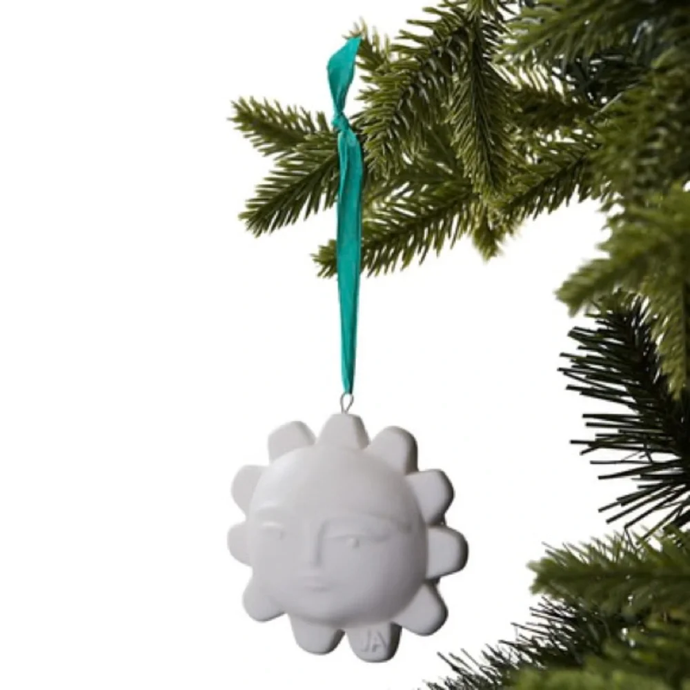 New in Box Jonathan Adler Matte Porcelain SUN Menagerie Christmas Ornament
